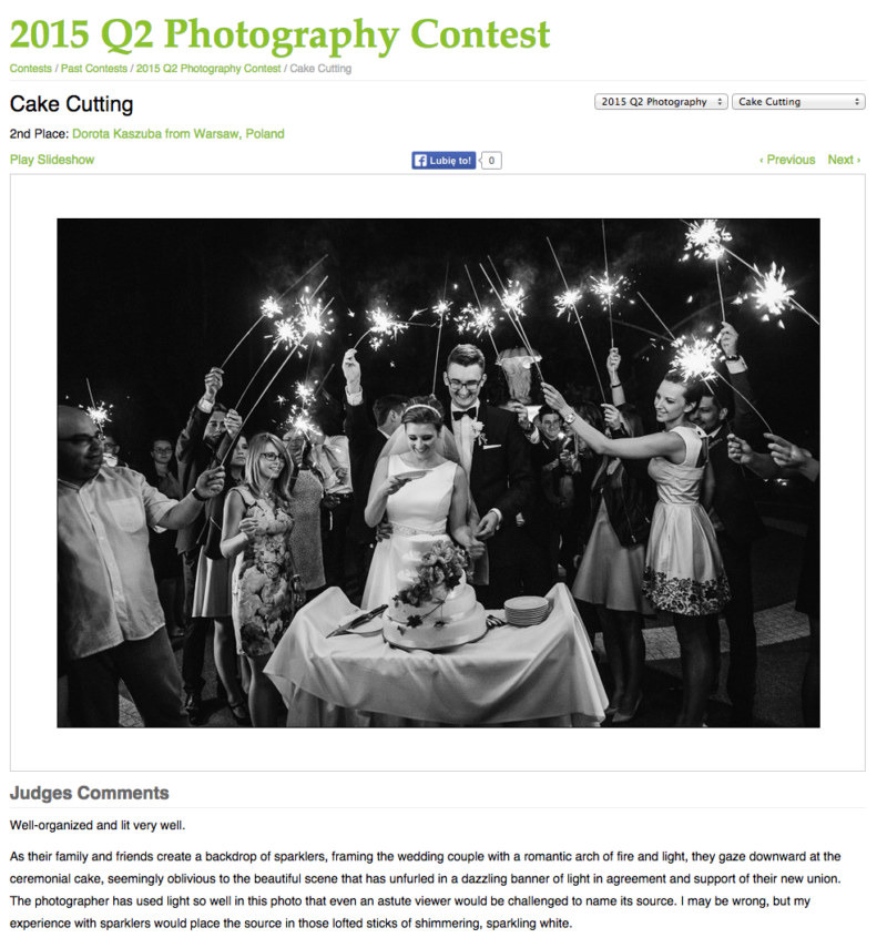 Nagroda w międzynarodowym branżowym konkursie fotografii ślubnej, WPJA Q2 2015 Contest Results 4